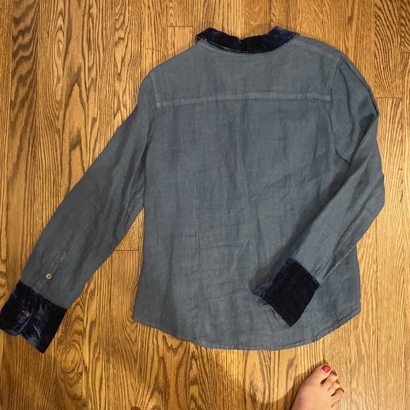 Linen Blouse with Velvet Detail - Picture 7 of 9